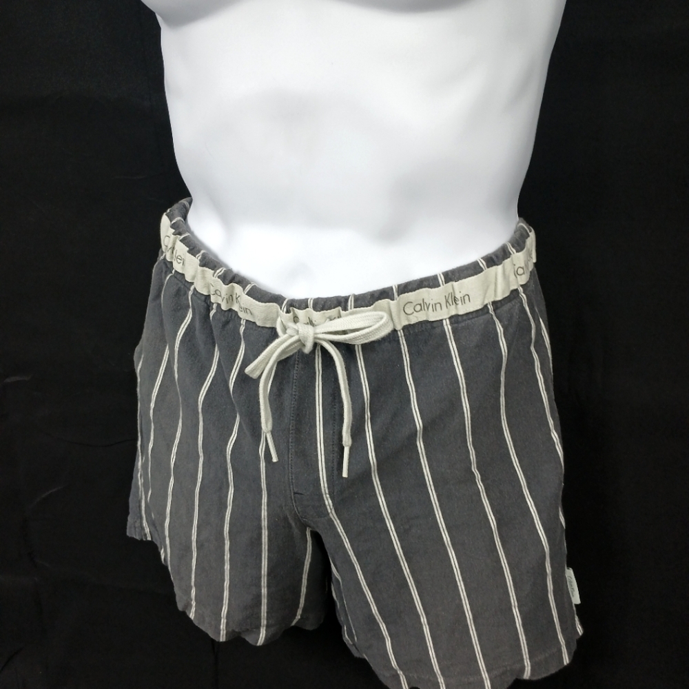 Compfortable Calvin Klein Charcoal and White Striped Shorts Size S